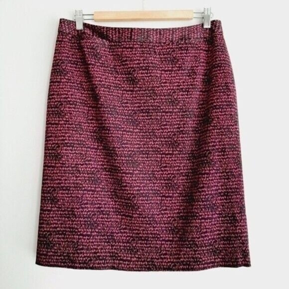 HALOGEN Pencil Skirt Abstract Pattern Black & Pink Sz 10 - Picture 2 of 6